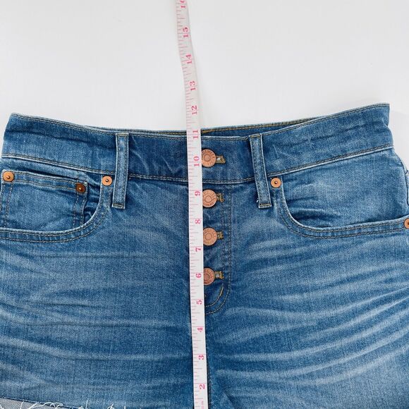 Madewell Womens Jean Shorts Sz 26 High Rise Boyshorts Button Fly Cut Off Denim - Picture 8 of 9